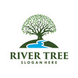 tree logo designs with creeks or rivers symbol
