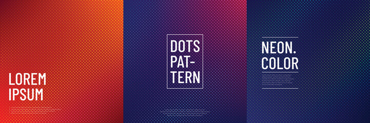 Wall Mural - Trendy color dots halftone texture collection design. Set of abstract dots pattern with pink, blue, purple, orange and yellow in vibrant color. Can use for cover, poster, banner web, flyer, Print ad.