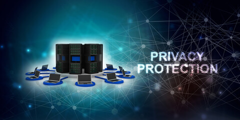 3d illustration data center server connected computer network