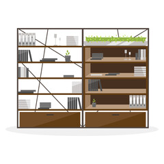 Fototapete - Open cabinet for office supplies semi flat color vector object. Full sized item on white. Filing cabinet. Home office simple cartoon style illustration for web graphic design and animation
