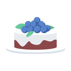 Poster - Buttercream cake with grapes semi flat color vector object. Full sized item on white. Delicious cake decoration simple cartoon style illustration for web graphic design and animation