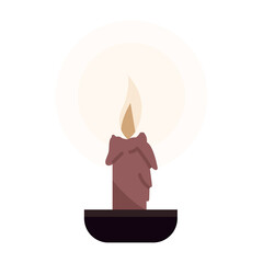 Poster - Melting brown candle semi flat color vector object. Full sized item on white. Burning scented candle. Heat of flame simple cartoon style illustration for web graphic design and animation