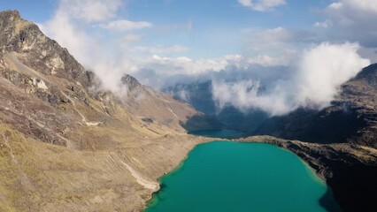 Wall Mural - Flying into clouds above the Huaytapallana mountain range in Huancayo - Junin, Peru