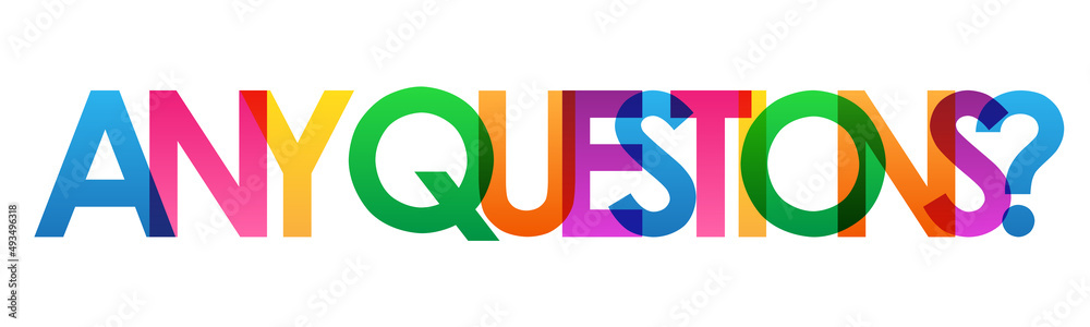 ANY QUESTIONS? colorful vector typography banner Stock Vector | Adobe Stock