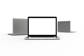 Wall Mural - Modern laptop isolated on white background. 3D Illustration.