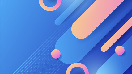Wall Mural - abstract blue background with neon gradient of pink and orange yellow. design for presentation, bann