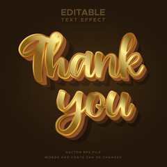 Wall Mural - Editable elegant 3d gold thank you text effect. Luxury golden fancy font style perfect for logotype, title or heading text.	