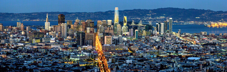 Wall Mural - San Francisco skyline after sunset