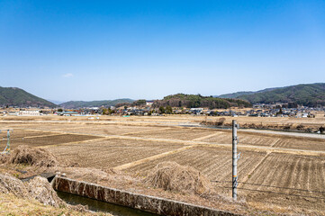 Sticker - 枯れたアレチウリと田園風景　辰野町