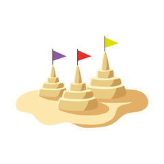 Canvas Print - sand castles with flags