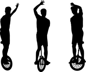 Canvas Print - man on unicycle silhouettes