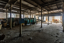 Old Abandoned Factory With Remnant Of Equipment
