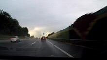 Driving A Highway In The Rain