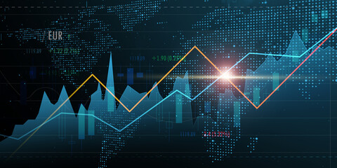 Poster - financial stock market trading price chart graph information data statistics analysis, finance and i
