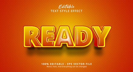 Wall Mural - Orange Ready Text Style Effect, Editable Text Effect