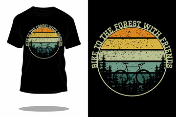 Wall Mural - bike to the forest retro t shirt design