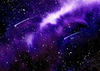 Wall Mural - Elegant Purple Watercolor Galaxy Background