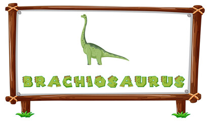 Canvas Print - Frame template with dinosaurs and text brachiosaurus design inside