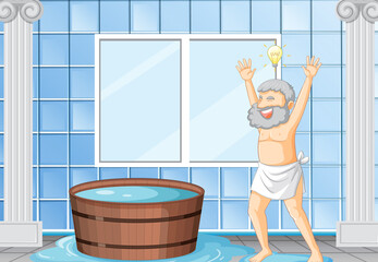 Poster - Happy Archimedes with bathtub