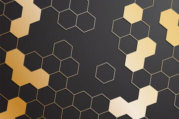 Gold hexagon pattern on black background