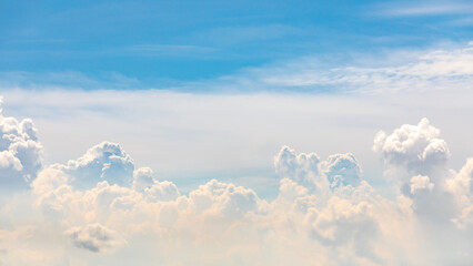 Wall Mural - panorama or panoramic photo of blue sky and white clouds or cloudscape.