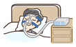 CPAPをつけて寝ている男性