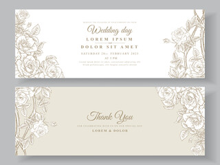 Wall Mural - Minimalist wedding invitations card floral line art