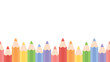 © K Ching Ching - Cute pastel colored pencils bottom border seamless pattern background. Flat vector illustration. Back to school concept.