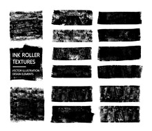 Ink Roller Texture. Grunge Design Elements. High Quality Vector Illustration.
