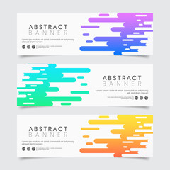 Wall Mural - Abstract modern minimal banner template set. Horizontal website header cover for advertisement with dynamic geometric shapes and vibrant gradient color. EPS10 illustration vector.