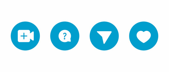 Aufkleber - Live Video Icons of Social Media. Request to Join, Question, Share, and Like Button Icon Vector