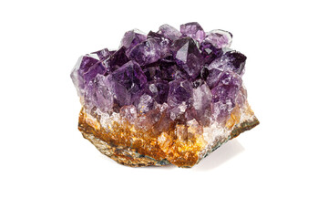 Wall Mural - Amethyst Crystal Druse  macro mineral on white background