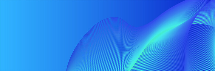 Wall Mural - Abstract blue wave curve lines banner background design. Vector illustration. Modern template abstract design flowing particles wave, dynamic motion curve lines.