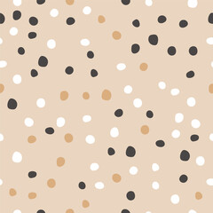 Wall Mural - Polka dot seamless pattern with round hand drawn shapes