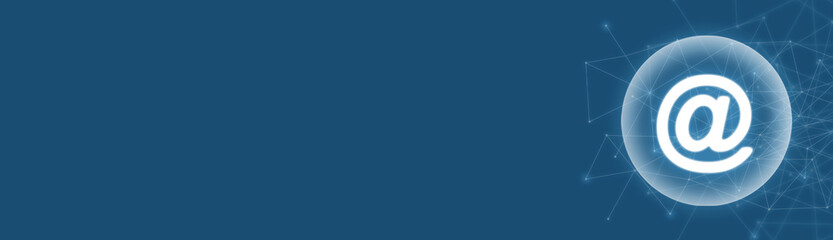 Wall Mural - email symbol and network on the blue background.