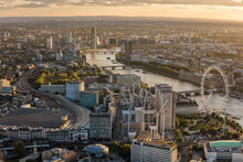 Aerial Landscape View Of London City River Thames