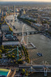 Aerial view central London of the river Thames