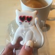 cat icing cookie with coffee, Tokyo Japan, pop culture anime