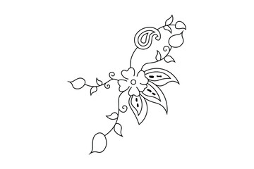 Wall Mural - floral outline design, flower vector elements line drawing