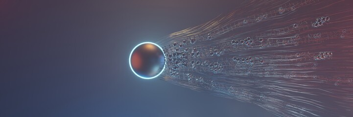 Fototapete - Abstract Futuristic Space glowing circle Energy ball Light ring background 3D rendering