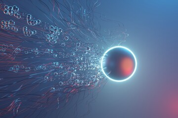Fototapete - Abstract Futuristic Space glowing circle Energy ball Light ring background 3D rendering