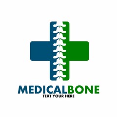 Medical bone vector logo template. This design use cross symbol. Suitable for doctor, hospital or medicine.