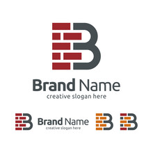 Letter B Brick Logo Design Template