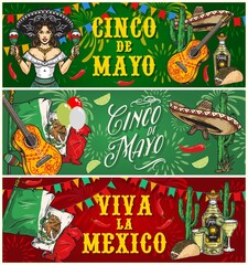 Canvas Print - Creative Mexico horizontal banners set