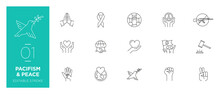 Set Of Pacifism & Peace Line Icons - Editable Stroke	
