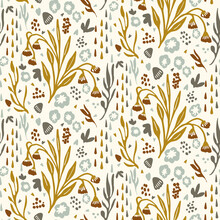 Gender Neutral Floral Seamless Vector Background. Simple Whimsical 2 Tone Pattern. Kids Nursery Wallpaper Or Scandi All Over Print. 