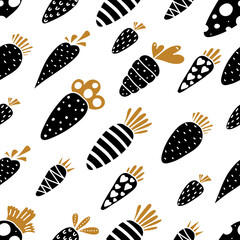 Wall Mural - Black carrots. Seamless pattern for Easter. Endless pattern can be used for ceramic tile, wallpaper, linoleum, textile, web page background.