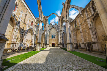 Sticker - ruins of the gothic church of our lady of mount carmel (igreja do carmo), lisbon, portugal