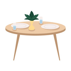 Poster - table with tableware and plant