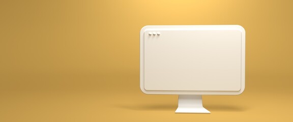 Poster - Desktop computer with blank screen - minimal modern 3D render